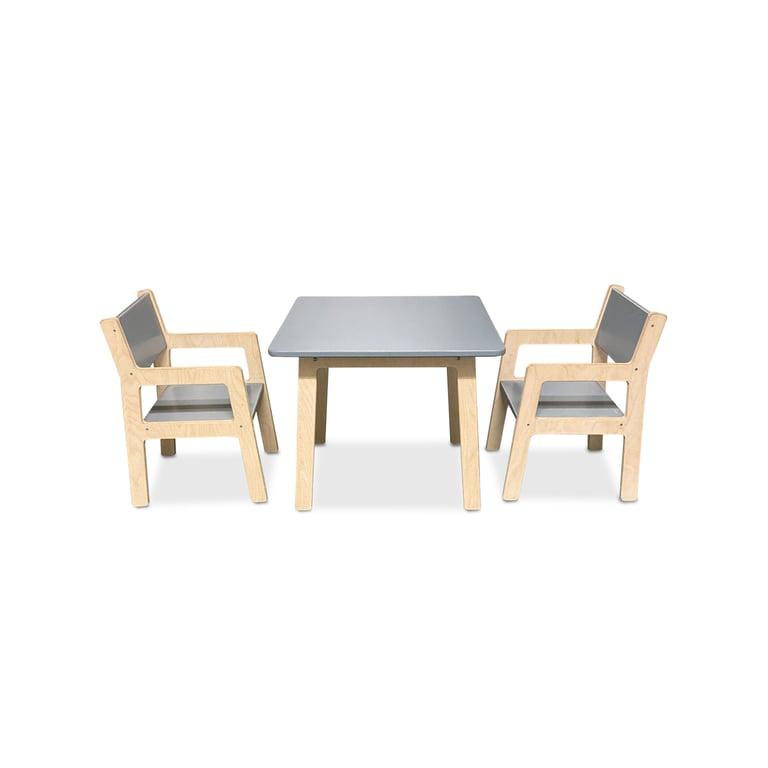 Montessori toddie.nl Skinnie Houten Tafel en 2 Stoelen 4-7 Jaar Denim Drift