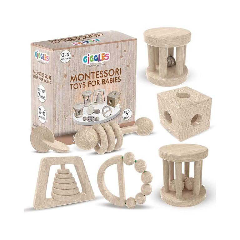 Montessori Giggles Montessori 7-Delige Houten Rammelaar Natuurlijk