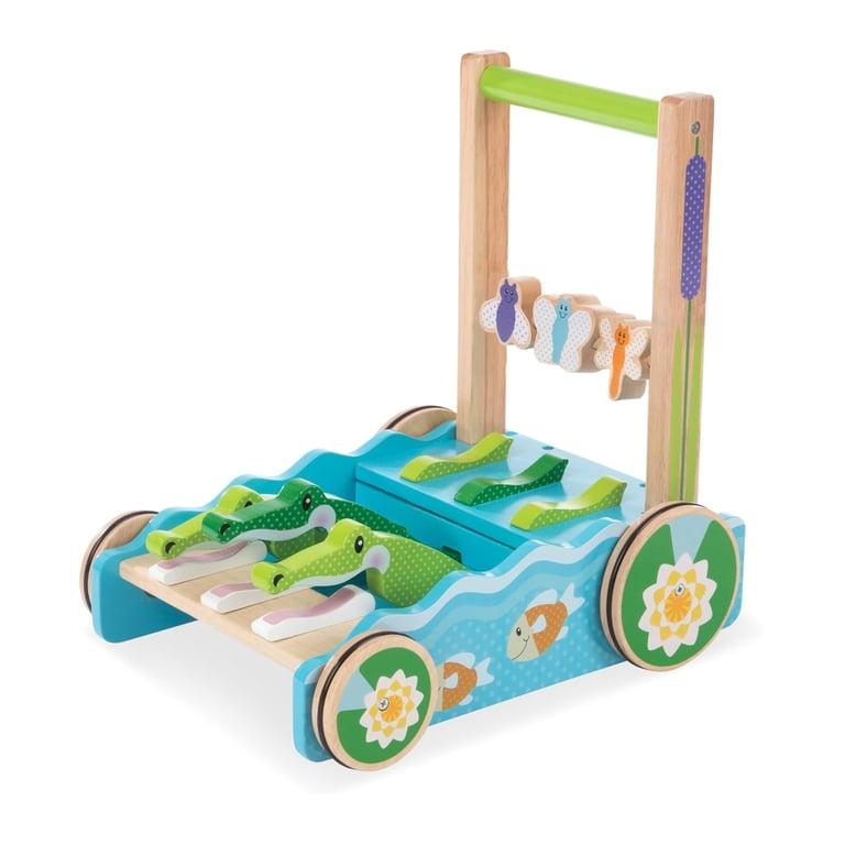 Montessori Melissa & Doug First Play Chomp and Clack Alligator Houten Baby Duwspeelgoed en Activiteiten Loopwagen