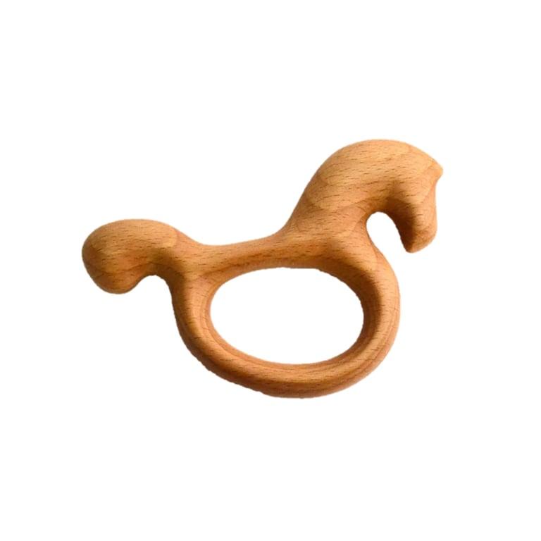 Montessori PoppyBabyCo Organic Wooden Rattle-Teether Horse