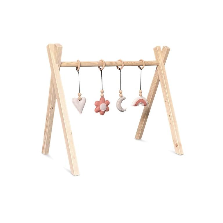 Montessori toddie.nl Tipi Houten Baby Speelboog Blank Meisje