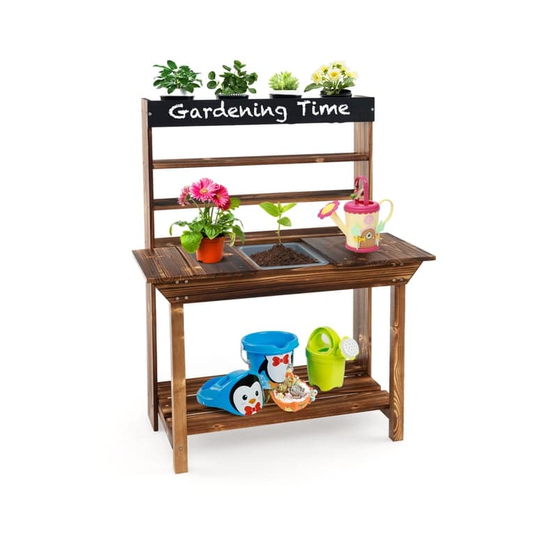 Costway Houten Pottenbank Tafel Modderkeuken