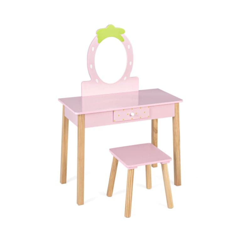 Costway 2-in-1 Kinderen Badmeubel Kruk Set 1 Opberglade Roze