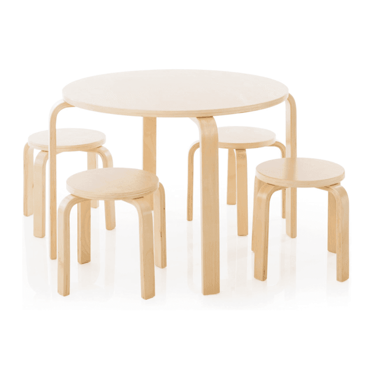 Montessori Guidecraft Nordic Tafel en Stoelset Naturel