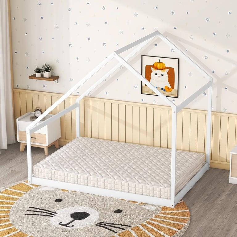 Montessori Merax Full Size Bedframes Met Dak Wit