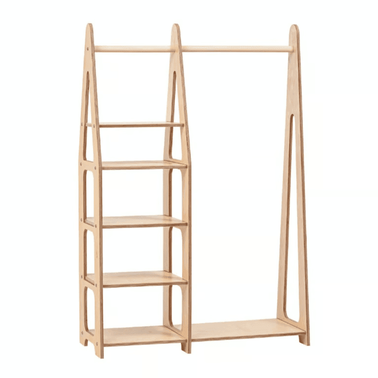 Duck Woodworks Kledingrek met Planken Natuurlijk Hout