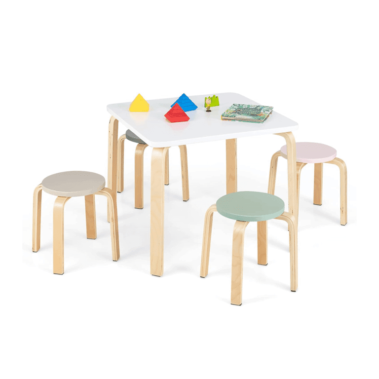 Montessori INFANS 5-Piece Table and Stool Set Macaron