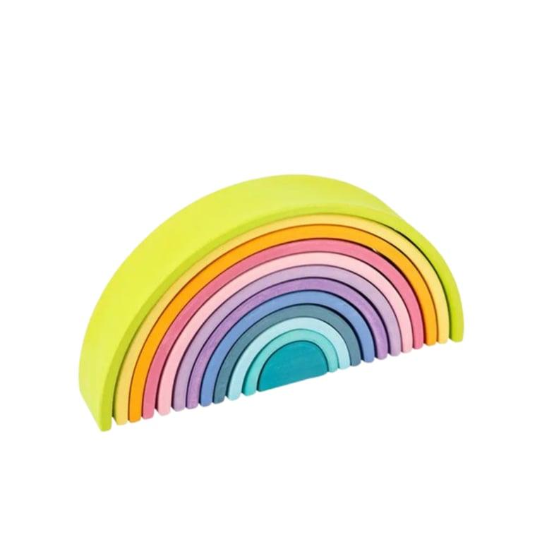 Montessori Seaside-Montessori Houten Regenboog Wonder Blokken 12 Regenboog Pastel Bogen Stapelaar