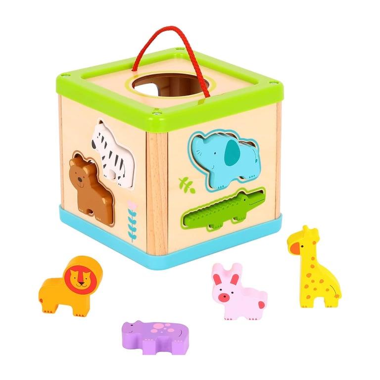 Montessori TOOKYLAND Houten Dieren Vorm Sorteren Kubus 9 Stuks