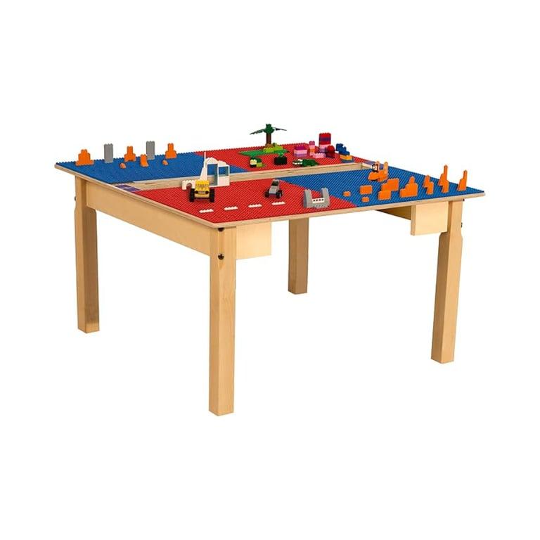 Montessori Contender Time-2-Play Berkenmultiplex Kinderactiviteitentafel 45,72 cm Poten Rood en Blauw