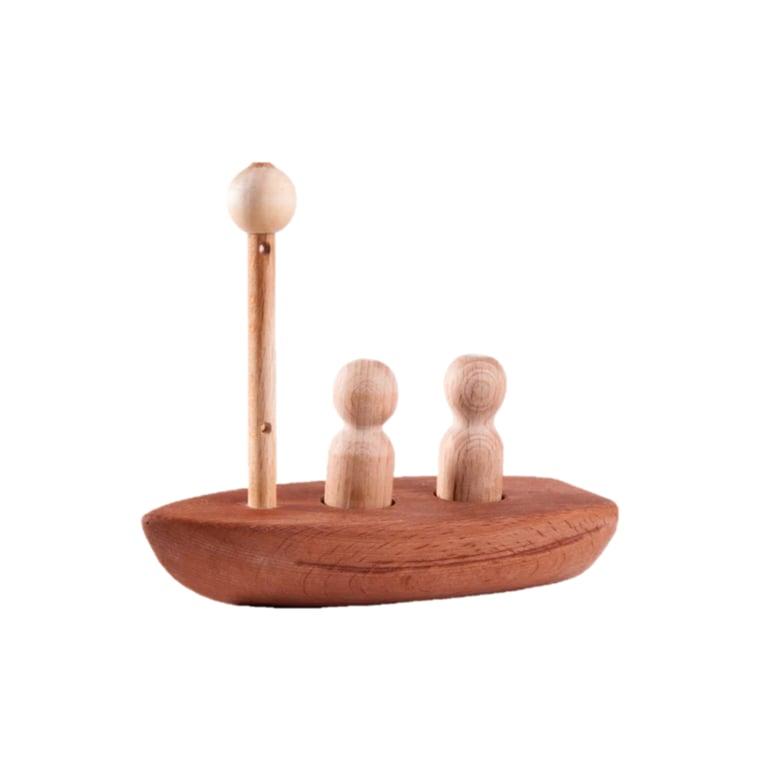 Montessori PoppyBabyCo houten zeilboot met pinnetjes