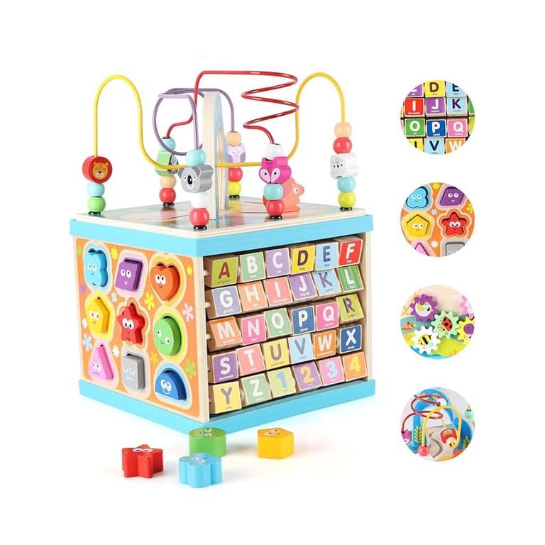 Montessori Qilay Grote 5-in-1 Multifunctionele Houten Activiteiten Kubus