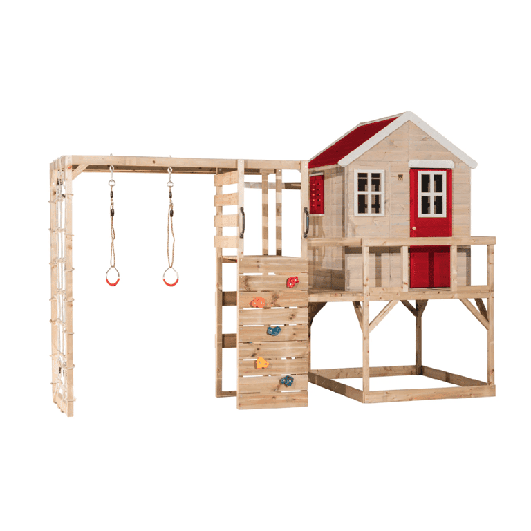 Montessori Wendi Toys My Lodge Schommelset Met Platform en Turntoestel Rood