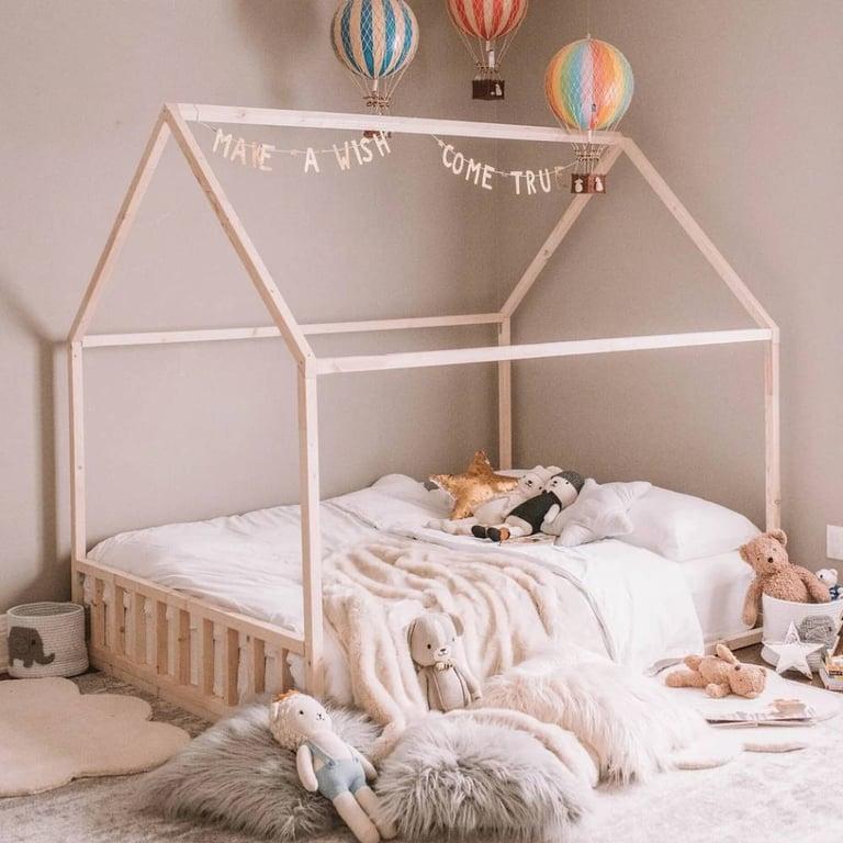 Montessori Bash & Timber Vloerbed-Huis Frame Zonder Latten Volle Maat