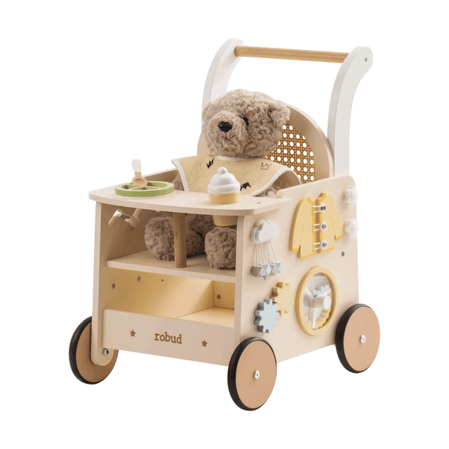 ROBUD Houten baby-duwwalker van rotan