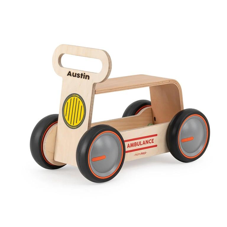 Montessori Mamatoyz DriveMe Wood 4-Wiel Balansfiets Ambulance