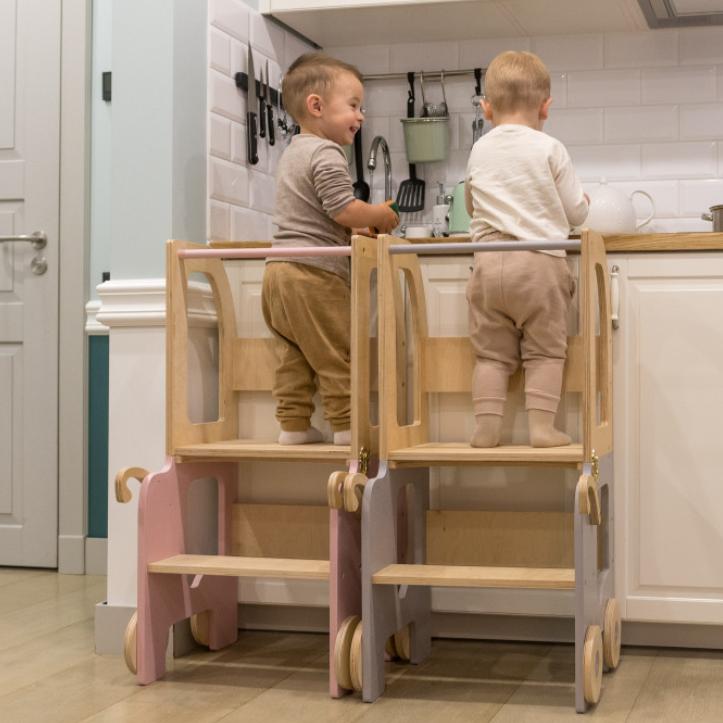 Montessori Family SCL Trolley Leertoren Natuurlijk Roze