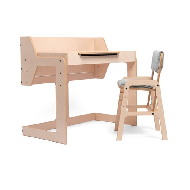 Luula Verstelbare Kinderen Montessori Tafel en Stoel Set Teddy Grijs