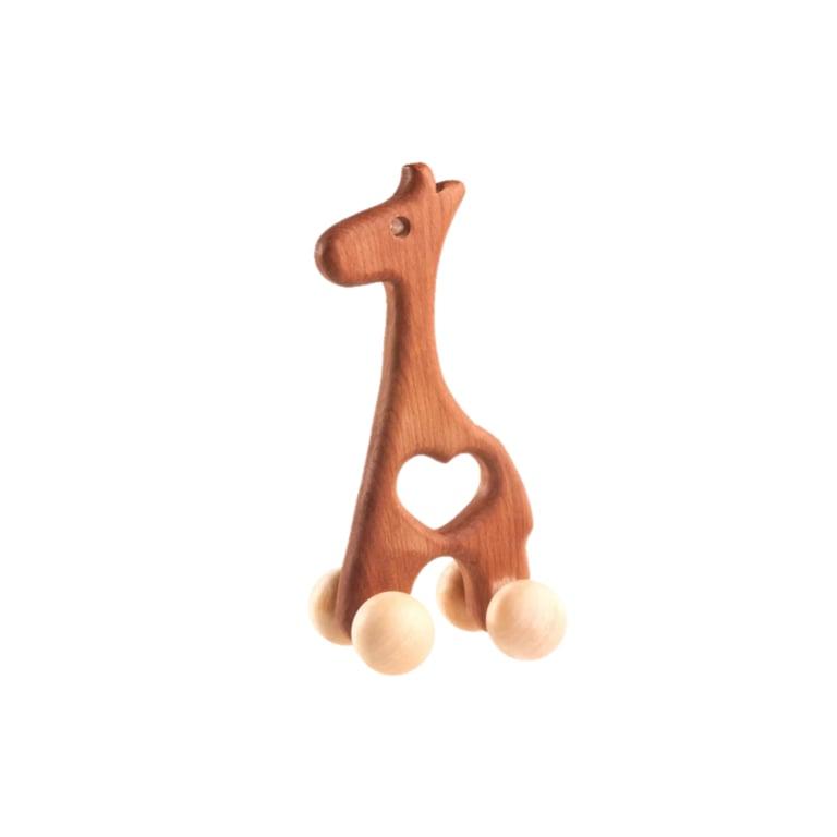 Montessori PoppyBabyCo Houten Duwspeelgoed Giraffe