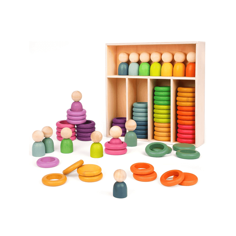 Montessori Agirlgle Kleur Sorteren en Stapelen Spel