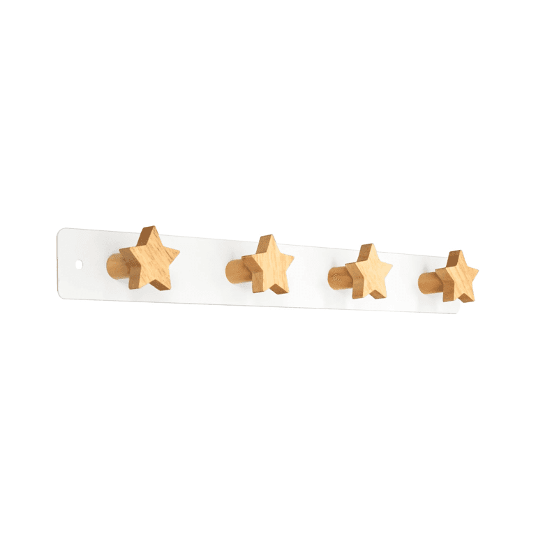 Montessori Yisiziyo Wall Mounted Kids Coat Rack Star 4 Hooks