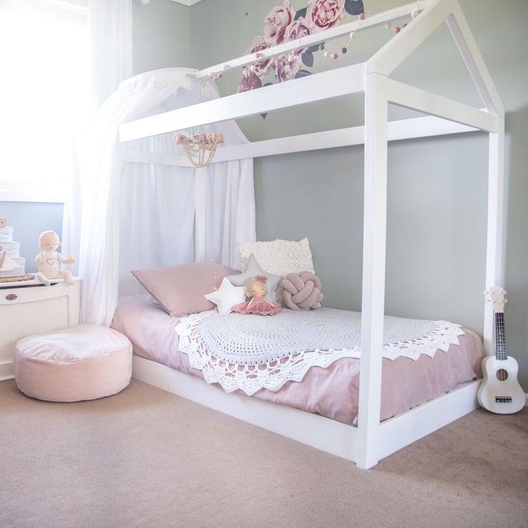 Montessori Out Of The Cot Kids Cubby House Bed-Eénpersoons Wit