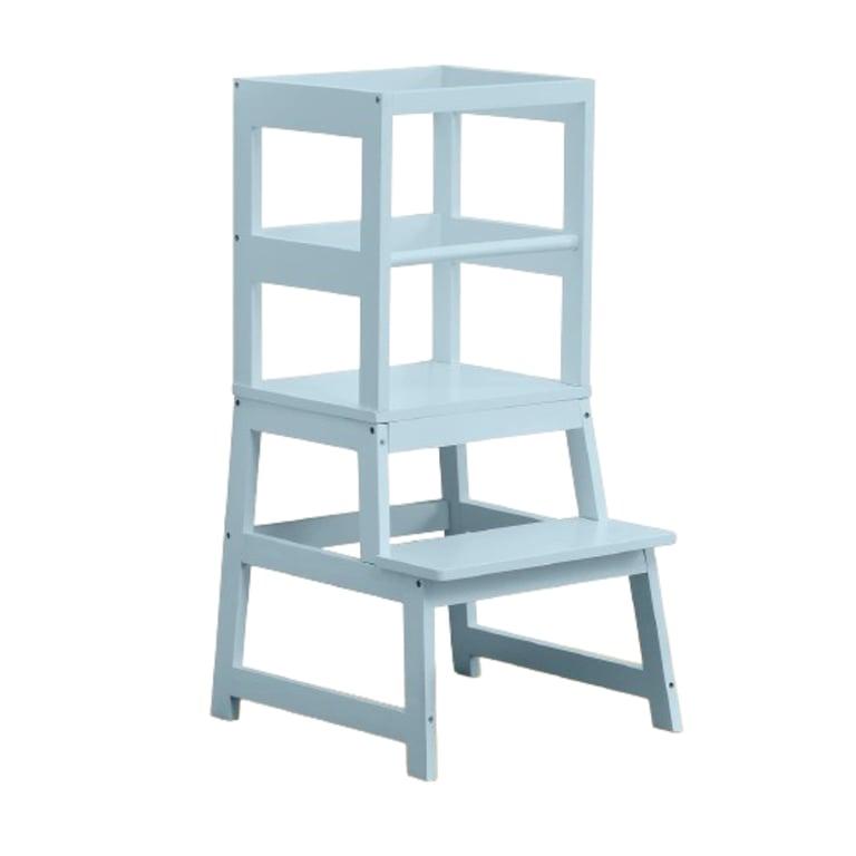 Montessori WOOD CITY Kitchen Step Stool Grey-Blue