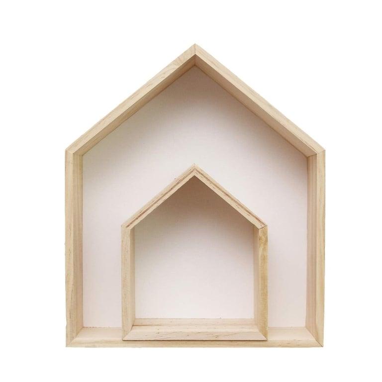 Montessori Sweet FanMuLin 2 Stuks Houten Huis-Vormige Muurplank Wit