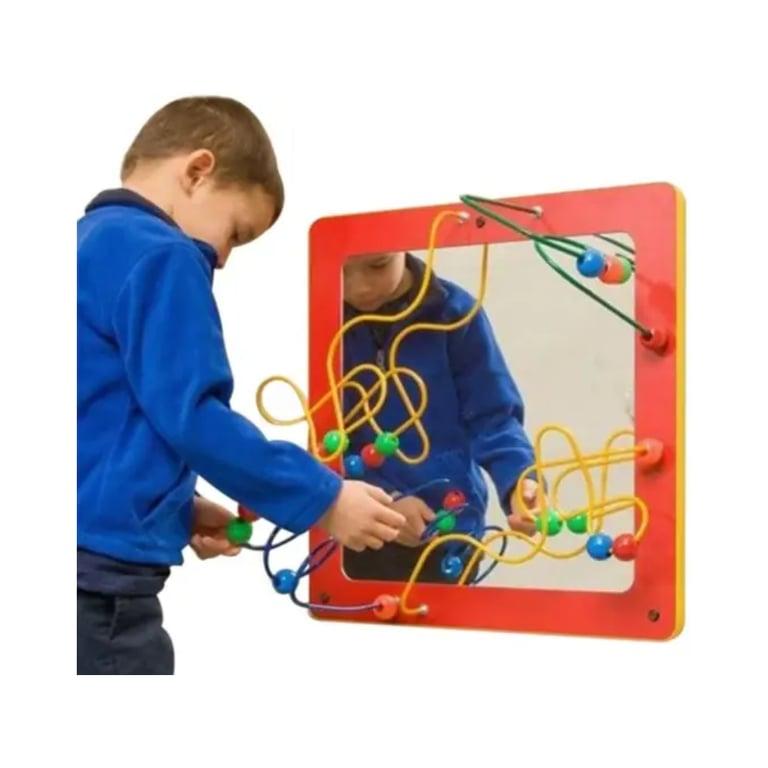 Montessori Gressco Mirror and Wire Bead Wall Activity Toy Red