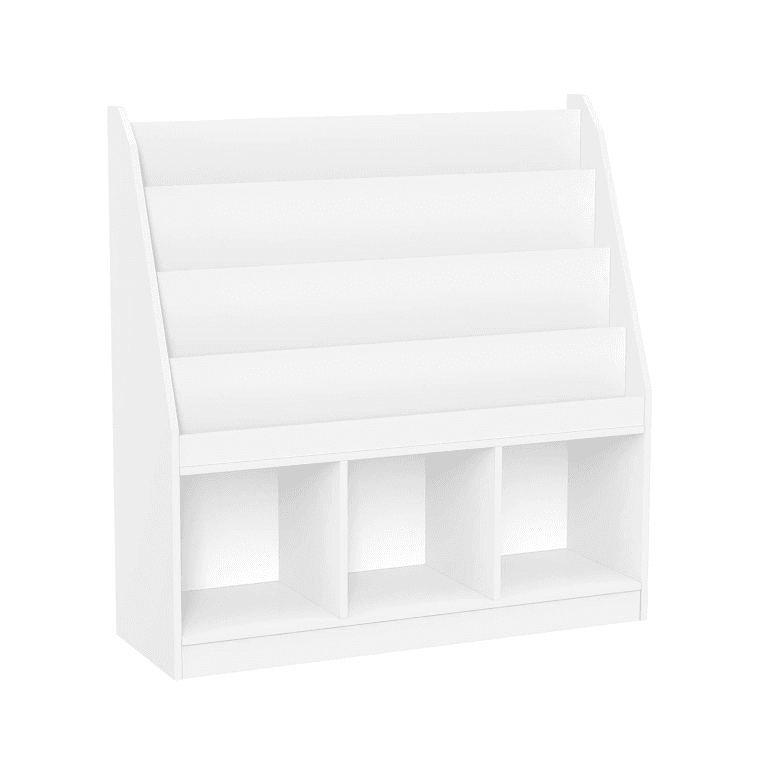 Montessori RiverRidge Front Facing 4 Planken Drie Cubbies Boekenrek Wit