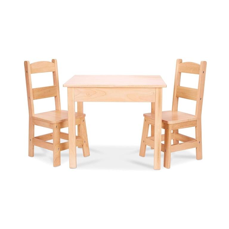 Montessori Melissa & Doug Massief Houten Tafel en 2 Stoelen Set Blond