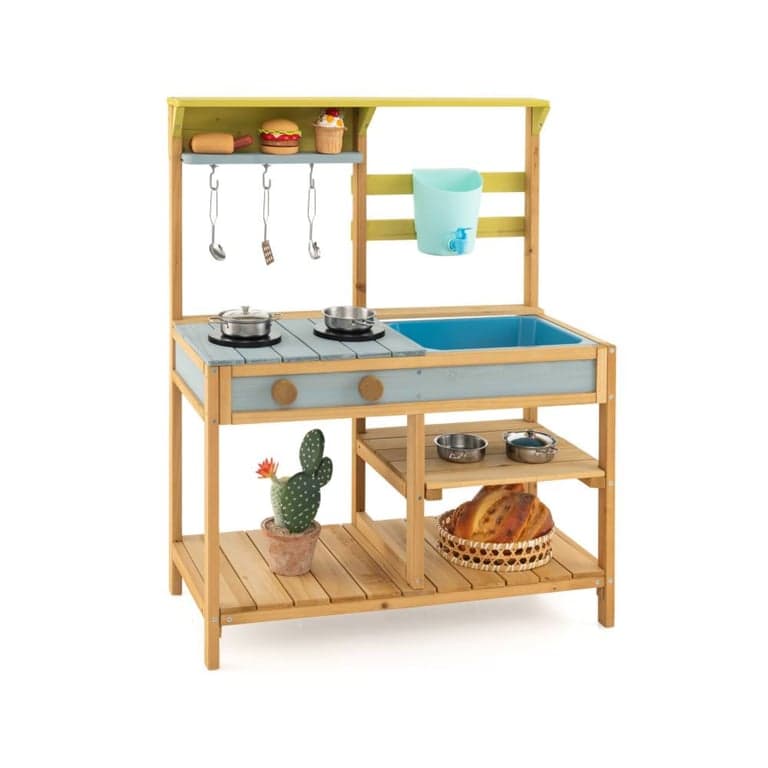 Costway Buiten Modderkeuken Blauw Met Hoge Tapkraan