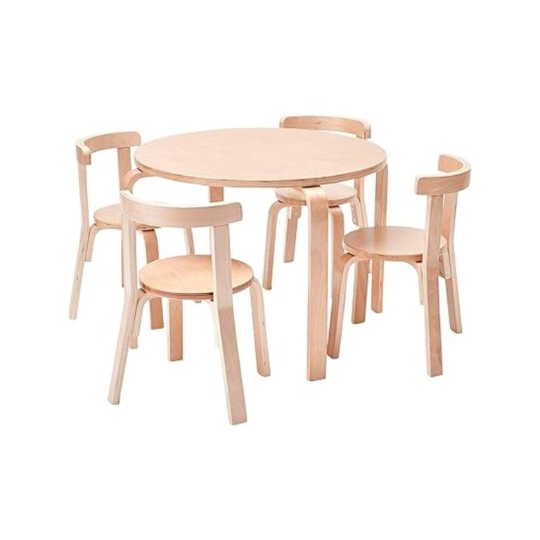 Montessori ECR4Kids 5-Delige Tafel en Stoelen Set Natuurlijk Hedendaags