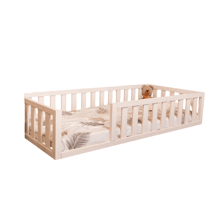 Montessori MandreleKids Queensize Vloerbed Wit Zonder Deur Met Vierkante Buitenhoeken