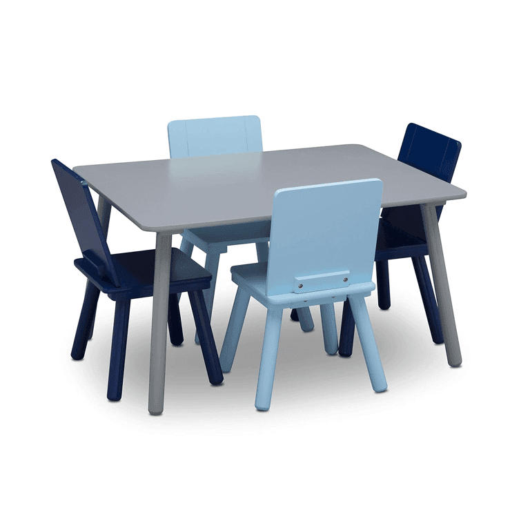 Montessori Delta Children Tafel en Stoelset Grijs/Blauw