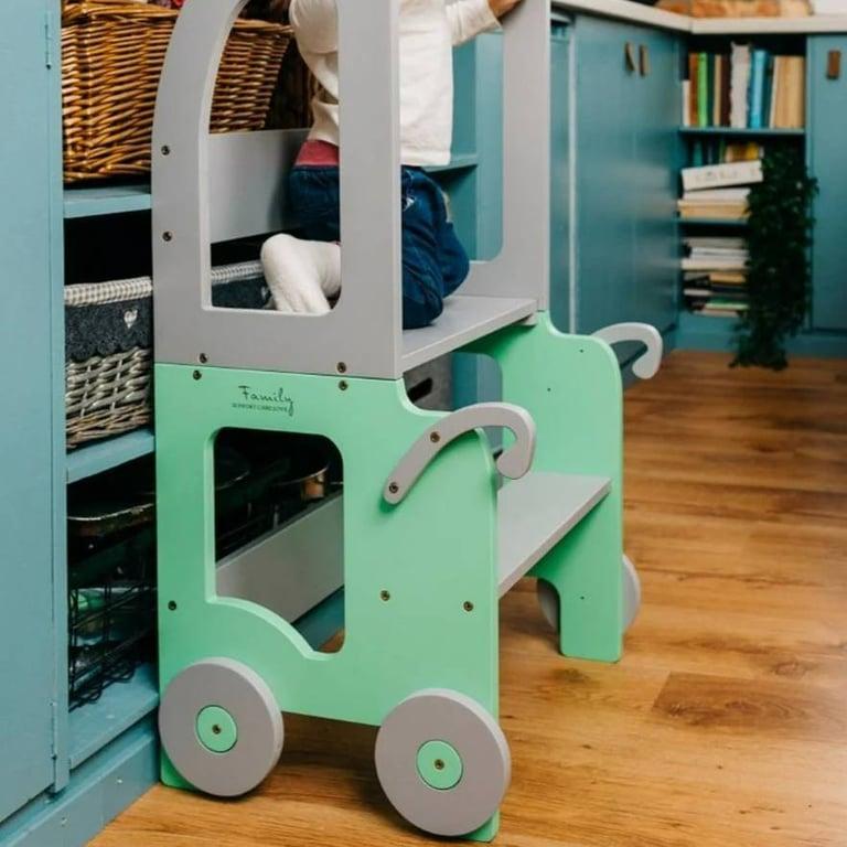 Montessori The Learning Tower Company de Wheely Fun Ombouwbare Leertoren Trolley Groen-Grijs