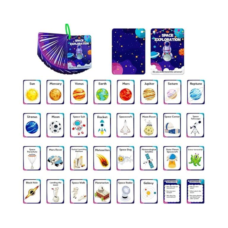 Montessori TNCDJKPA 34 Stuks Outer Space Cognitieve Flash Cards (Engelstalig)