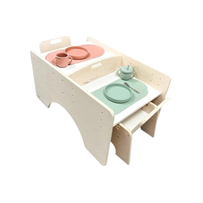 Montessori Sapiens Child Verstelbare Tafel & Stoel Set 2 Grote Stoelen Berken