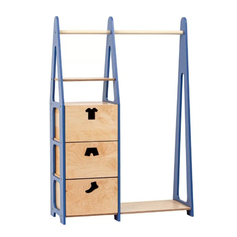 Duck Woodworks Kledingrek Met Kledingvormige Gaten Laden Blauw