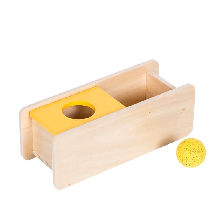 Montessori Outlet Imbucare Doos met Klapdeksel Gebreide Bal