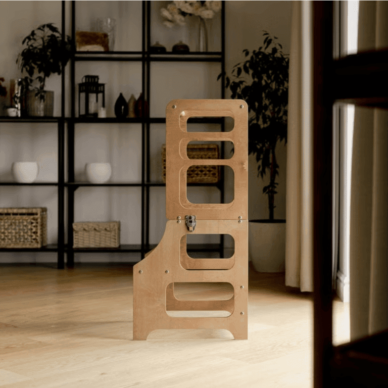 Duck Woodworks Mid-Century Modern Omvormbare Peutertoren Scandinavisch Natuurlijk
