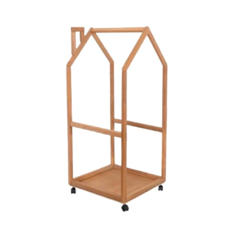 BusyWood Kinder Kledingrek Met Wielen Naturel