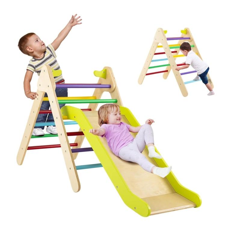 Montessori Honey Joy 2-in-1 Pikler Driehoek met Helling Glijbaan Multicolor