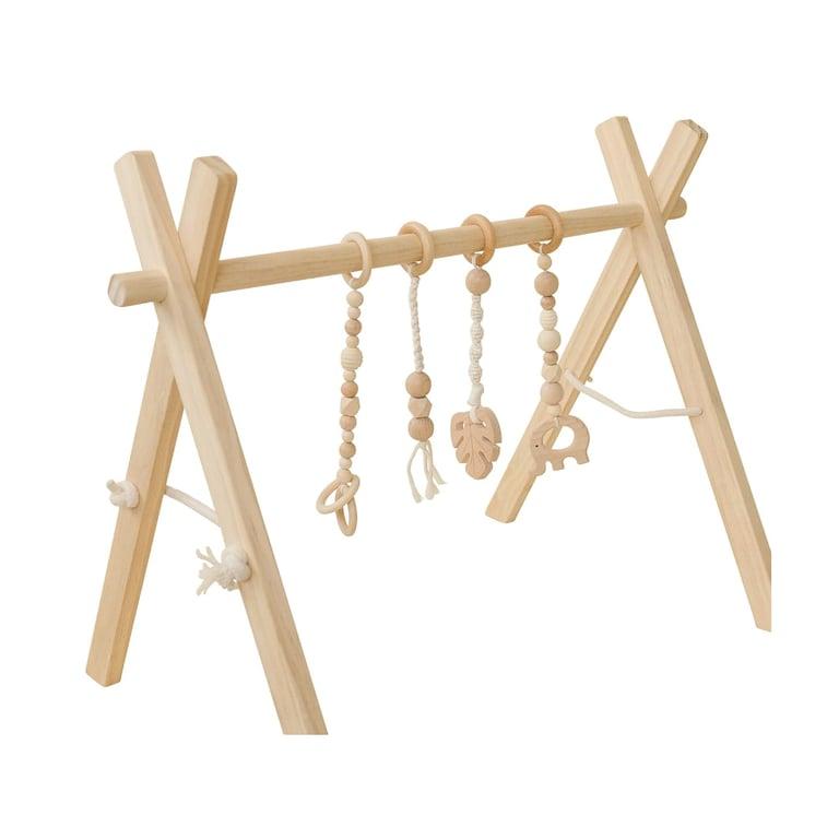 Montessori Poppyseed Play Houten Baby Speel Gym Natuurlijk Hout Macrame Speelgoed