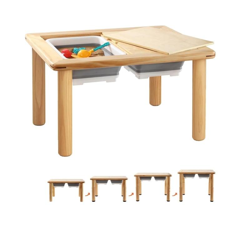 Montessori FUNLIO Houten Sensorische Tafel met Hoogte 4 Niveaus Natuurlijk