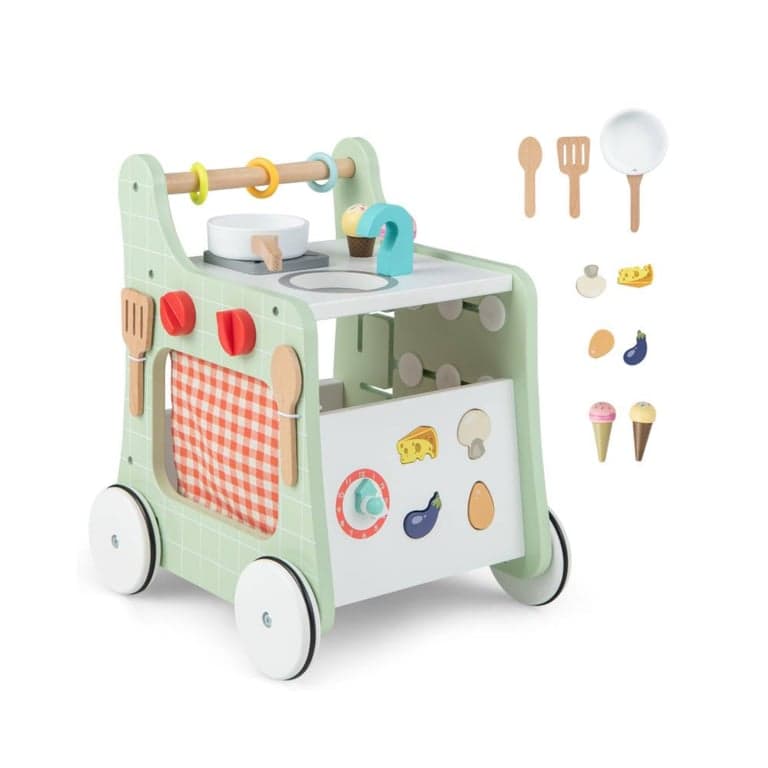 Costway 6-in-1 Houten Kinderwagen Groen