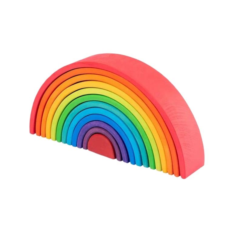 Montessori Seaside-Montessori Houten Regenboog Wonder Blokken 12 Regenboog Heldere Bogen Stapelaar