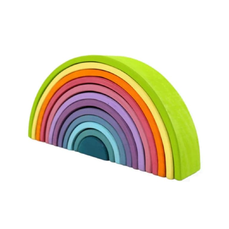 Green Elephant Home and Toys Houten Regenboogstapelaar Pastel Macaron Kleuren Groot