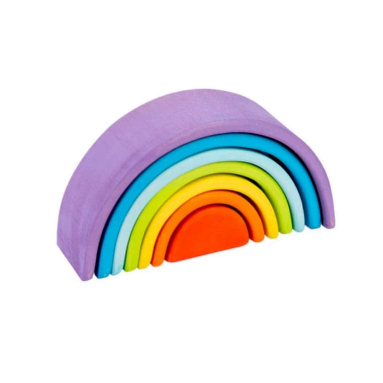 Green Elephant Home and Toys Houten Regenboog Stapelaar Paarse Zonsondergang Kleuren Mini