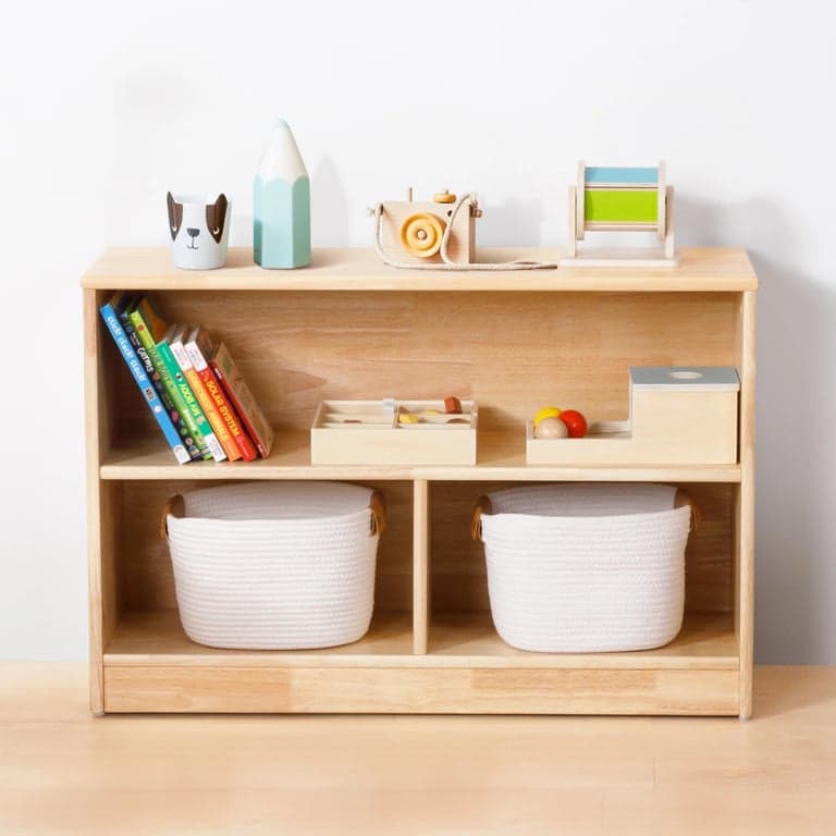OOOK 3-Compartment Montessori Shelf Rubber Wood